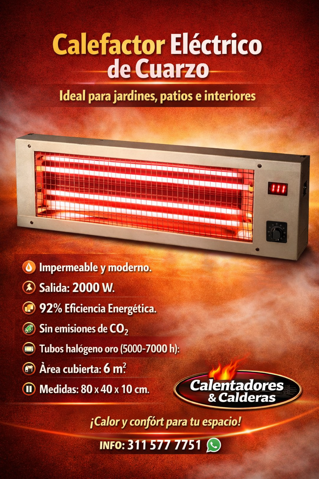 Calefactor Infrarrojo de Cuarzo